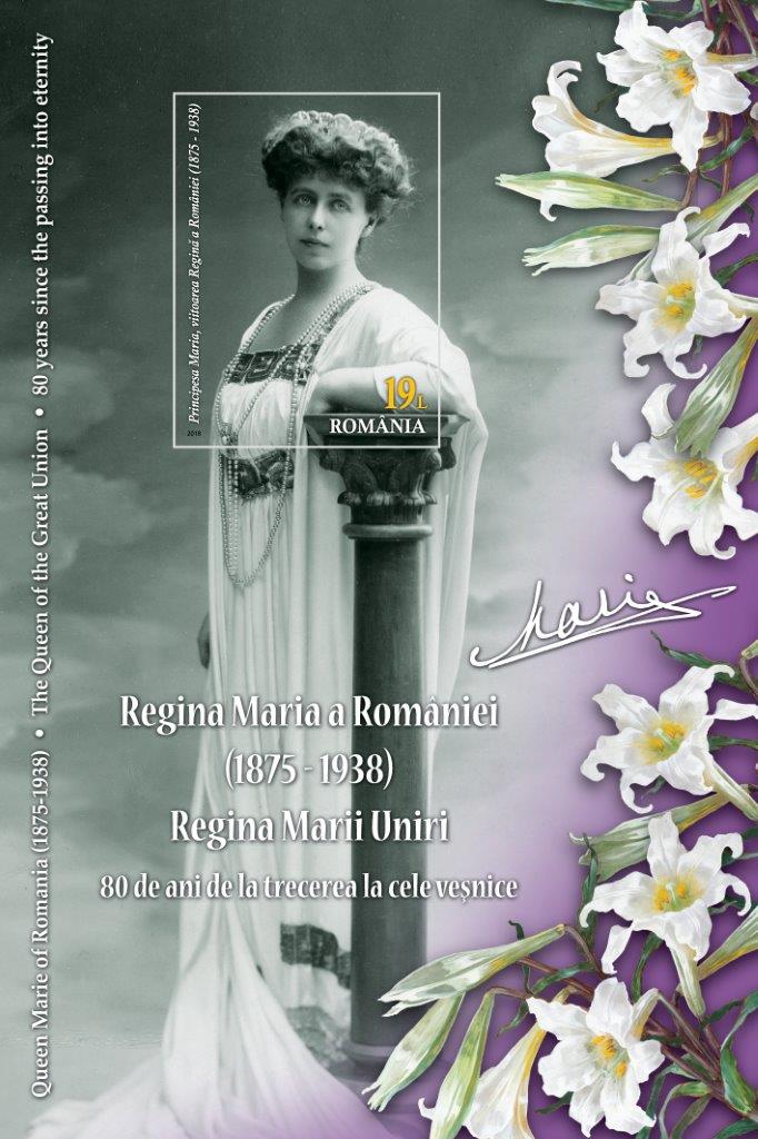 colita 80 de ani de la trecerea la cele ve+Önice a Reginei Maria